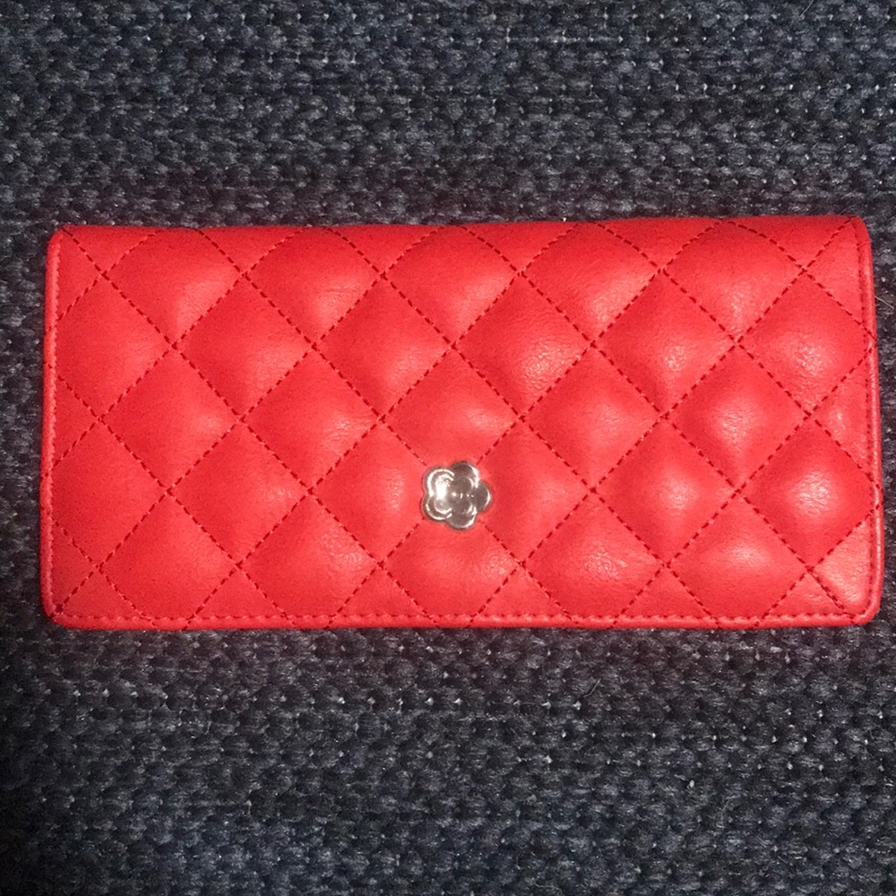 New red wallet with flower accent
